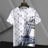 White Short Sleeve Printed Men's Fashion T-Skirt