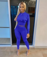 Blue Long Sleeve O-Neck Bodycons 2PCS Sexy Jumpsuit