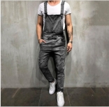 Grey Halter Jeans Men's Fashion Overalls