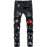 Black Men's Fashion Jeans Hole Trousers