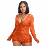 Orange Lace Sexy Women Night Chemise Lingerie