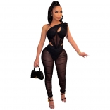 Black Sleeveless Mesh Romper Tops Sexy Women Jumpsuit