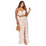 White Off-Shoulder Sleeveless Printed 2PCS Holidays Fashion Dress