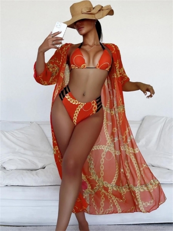 Red Printed Women Sexy Swim Beach Wear