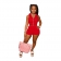 Red Sleeveless Zipper V-Neck Club Women Short Set