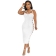 White Sleeveless Halter V-Neck Hollow-out Bandage Rhinestone Midi Dress