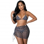 Black Printed Sexy Women Swimming Bikinis