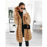 Khaki Long Sleeve Fashion Women Feather Coat