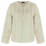 White O-Neck Fashion Women Feather Coat