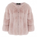 Pink O-Neck Fashion Women Feather rther Coat