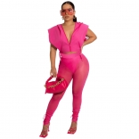 RoseRed Sleevless Zipper Hollow-out Mesh Bodycon Women Jumpsuit