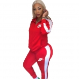 Red Long Sleeve Zipper Fashion Women Sports Dress