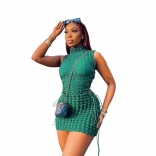 Green Sleeveless O-Neck Bandage Fashion Sexy Party Mini Dress