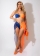 Blue Off-Shoulder Low-Cut Mesh Sexy Women Swimming Beach Wear