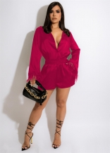 RoseRed Long Sleeve Deep V-Neck Tassels Women Fashion Short Sets