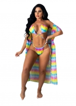 Yellow Fashion Sexy Printed Women Beach Wear Sets