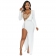 White Rhinestone Long Sleeve Lace 2PCS Zipper Evening Long Dress