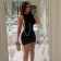 Black Sleeveless Chains Sexy Women Club Dress