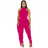 RoseRed Sleeveless Tassels Bodycon Halter Romper Sexy Jumpsuit