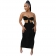 Black Off-Shoulder Boat-Neck Bodycon Women Midi Dress