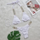 White Sexy Diamond Women Swimwear