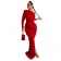 Red One Lone Sleeve Slant Shoulder Pleated Solid Long Dress