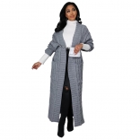 Grey Women's Fashion Sexy Casual Long Sleeve Long Sweater Coat