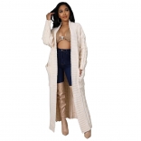 Beige Women's Fashion Sexy Casual Long Sleeve Long Sweater Coat