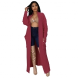 WineRed Women's Fashion Sexy Casual Long Sleeve Long Sweater Coat