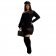 Black Long Sleeve Hollow-out Woolen Sweater Mini Dress