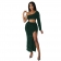 Green One Long Sleeve Sequin Hollow-out Bodycon Maxi Dress