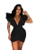Black Foral Deep V-Neck Fashion Women Bodycon Mini Dress