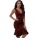 Red Sleeveless V-Neck Halter Slim Bodycon Sexy Midi Dress