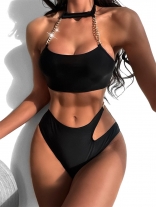 Black Halter Sexy Women Swimming Bikinis