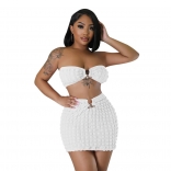 White Off-Shoulder Boat-Neck Sexy Pant Sets