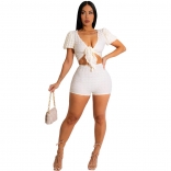 White V-Neck Knot 2PCS Women Sexy Party Dress