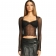 Black Long Sleeve Mesh Lace Party Tops
