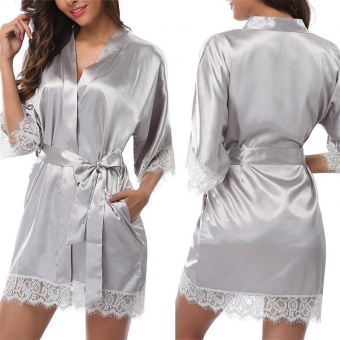 Gray Sexy Women Lace Sleepwear