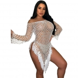 White Women Sexy Cotton Tassels Beach Wear