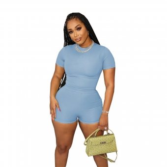 Blue Sports Fashion Women Bodycon Party Short Sets