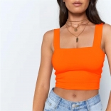 Orange Women Summer Fashion Pure Sexy Party Crop Tops