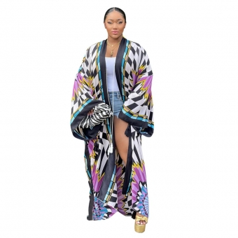 No.6 Imitation Silk Multi Print Fashion Casual Windbreaker Beach Skirt