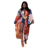 No.9 Imitation Silk Multi Print Fashion Casual Windbreaker Beach Skirt