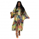 No.17 Imitation Silk Multi Print Fashion Casual Windbreaker Beach Skirt