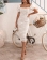 White Fashion Lace Office Solid Evening Party Women Wrap Chest Midi OL Dress