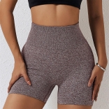 Coffee High Waist Yoga Shorts Seamless Cycling Gym Shorts Women