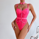 RoseRed Mesh Sexy Halter Chains Women Teddies Lingeries