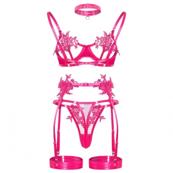 RoseRed Women's Embroidery Erotic Underwears Bra & Brief Sets Clothing Mesh Pellucid Sexy Senior Sexual Costumes
