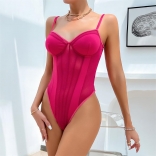 RoseRed Women's Straps Mesh See-through Sexy Underwear Club Tops Bodysuits