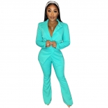 ShinyGreen Women Long Sleeve Deep V-Neck Fashion Solid Casual Suit Dress Sets